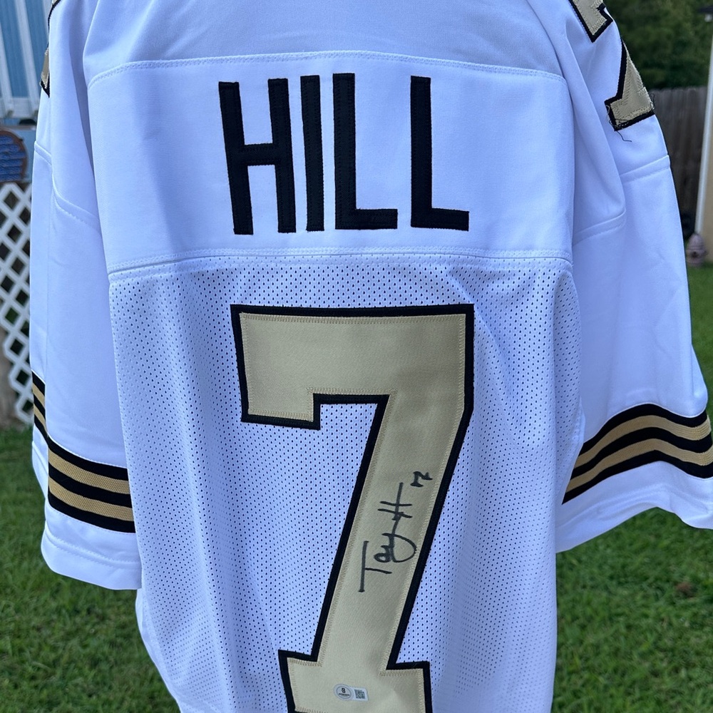 250, Taysom Hill Signed New Orleans Saints White and Gold Autographed Jersey